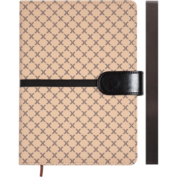 Записная книжка А5  80л. "Chelsea" бежевая, иск.кожа, тв. обложка, ляссе, клетка, магн. застежка
