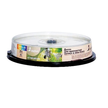 Диск DVD+R Smart Track 16х емкость 4,7Gb, д/печати 10шт. в банке