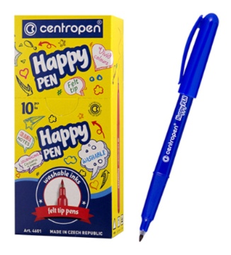 Ручка линер Centropen "Happy Pen" 0,7мм синяя