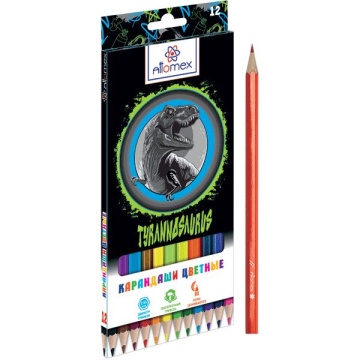 Карандаши цвет. 12цв  Attomex T-Rex Dino  М