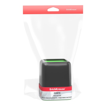 Подставка настольная пластиковая ErichKrause Форте, Акцент, черная с зеленой вставкой