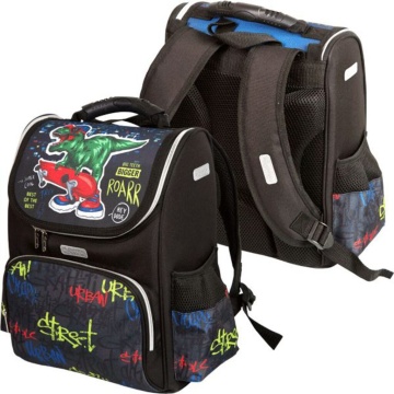 Ранец школьный 34*27*20см Attomex. Lite. City Dino, полиэстер, 1 отд на молн., 3 карм, светоотр.