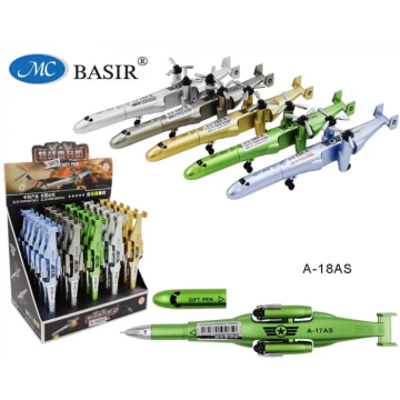 Гелевая ручка-игрушка: "РЕАКТИВНЫЙ САМОЛЁТ"; цветной корпус в форме самолёта, цвет чернил-синий, иголка 0,5 mm.