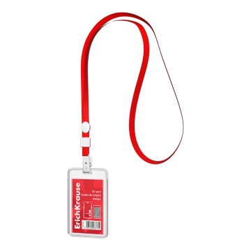 Бейдж вертикальный в комплекте с лентой ErichKrause слайдер, размер вставки 54х85 мм, прозрачный, цв