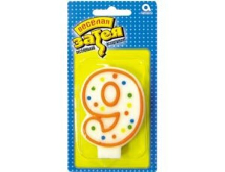 Свеча-цифра "9", 7,6см.