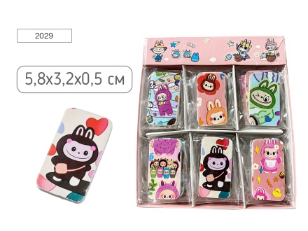 Ластик фигурный ЗУБАСТИК (Лабубу), 5.8*3.2*0.5 см, 4 дизайна