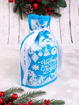 Мешочек 24*18*9 см "Новогоднее настроение" голубой