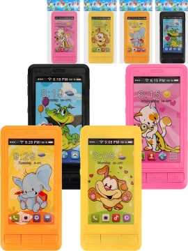 Музыкальный телефон 12см "Смартфон" с животными звук,батар.не входят в комплект, ассорти