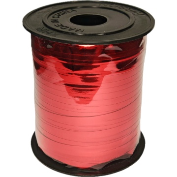 Лента упаковочная ПВХ 5мм*228м, металлик, красная