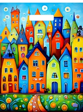 Пакет 40*31см (30мк) с вырубной ручкой "Сочные краски" ПВД