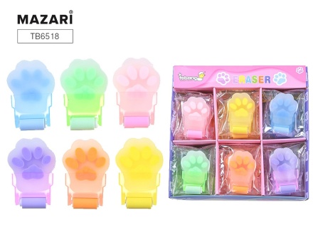 Ластик фигурный с роликом для сборки крошек. ЛАПКИ. 3,5*5,3*1 см.