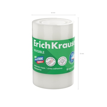 Набор из 4 клейких лент ErichKrause Invisible, прозрачная с матовой поверхностью, 18ммх20м (в пленке