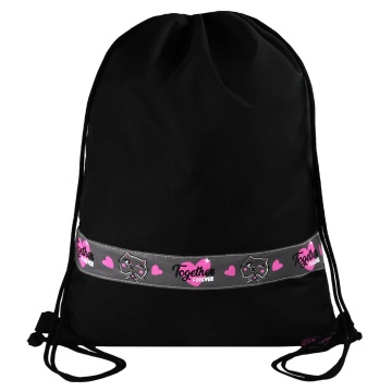 Мешок для обуви 1 отд, 360*480 светоотр. "Озорная кошечка"