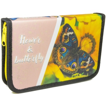 Пенал 1 отд. с 1-ой откид.пл. (200*130*30) молния, ткань "Бабочка на цветке"