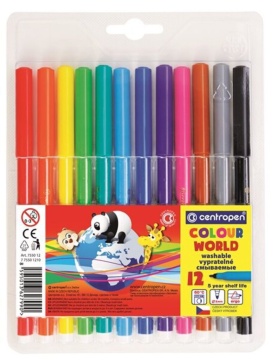 Фломастеры  12цв "Centropen colour world", треуг.захват, пластик.уп-ка