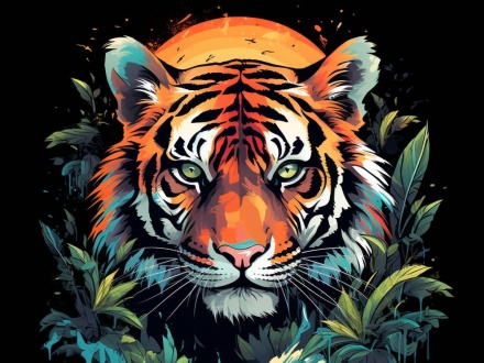 Картина по номерам на холсте 30*40см "Притаившийся тигр"