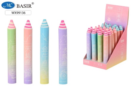 Ластик в форме карандаша. "СОЗВЕЗДИЕ". Мягкий, цветной, с рисунком ассорти. 13,5*1,8 см. Ассорти