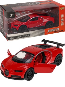 Машинка инерционная 12см металл, открыв. дверцы, цвет красный, в коробке