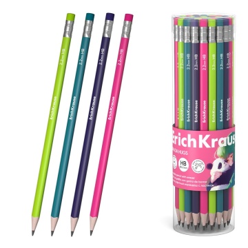 Карандаш Panda Hugs НВ круглый с ластиком, тубус