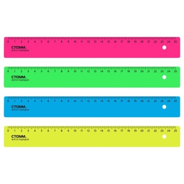 Линейка 25 см цветн.