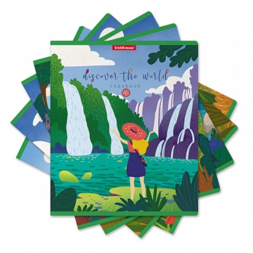 Тетрадь общая ученическая ErichKrause Discover the World, 48 листов, клетка, матовая ламинация_MIX-P