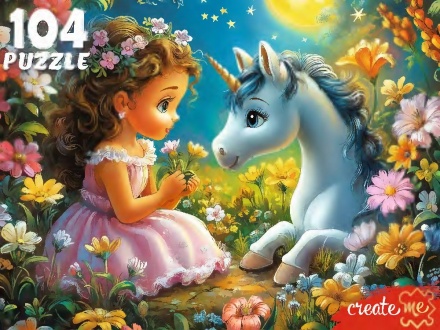 Пазлы  104 элемента  237*330мм "Маленькая принцесса и единорог"