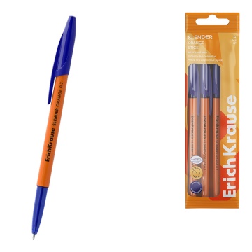 Набор из 4 ручек шариковых ErichKrause Slender Stick Orange 0.7, Super Glide Technology, цвет черни