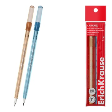 Набор из 2 механических карандашей сегментных ErichKrause Caramel 1.5 мм, НВ (в пакете)