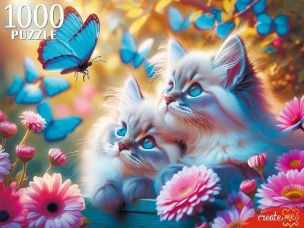 Пазлы 1000 элементов 670*470мм. "Котята и бабочки"