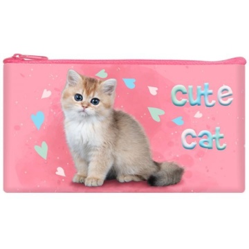 Пенал-косметичка (205*108) молния, ткань "Милый котик"