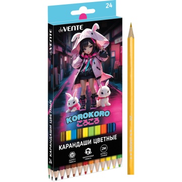 Карандаши цвет. 24цв deVENTE Korokoro  2М, шестигранные