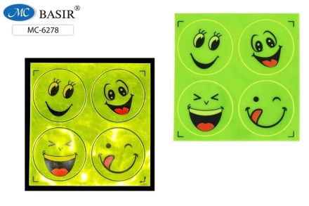 Фликеры: набор светоотражающих наклеек "СМАЙЛЫ" 4 штуки .диаметр 5 см.. Отличный способ обезопасить