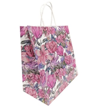 Пакет подар. бумажн. 25*22*12 см, 100 гр/м2 Цветочный узор, крученые ручки