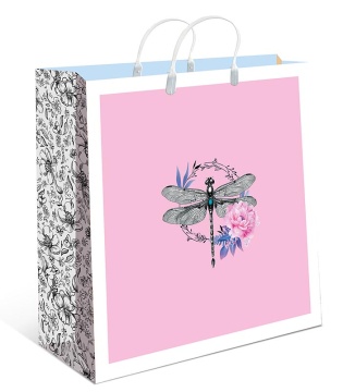 Пакет 40*30*10см "Цветы" с пласт. ручками, мягкий пластик