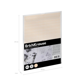 Бумага масштабно-координатная в пластиковой папке ErichKrause, А4, 20 листов