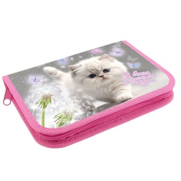 Пенал 1 отд. (190*130*27) молния, лам.картон "Белый котик"