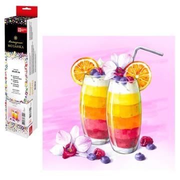 Мозаика алмазная по номерам на холсте (в рулоне) 30*30см "Тропический коктейль"