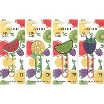 Закладка-скрепка "Tutti-Frutti" метал. 78 мм , ассорти