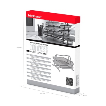 Лоток для бумаг 2-х уровневый металлический ErichKrause Compass, Classic, черный