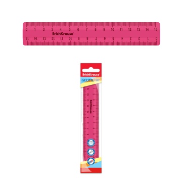 Линейка пластиковая ErichKrause Bubble Gum, 15см, розовая, во флоупаке