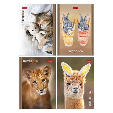 Блокнот А6  24л скоба "В мире животных" клетка, глянц.лам., 16диз.