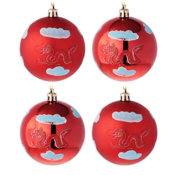 Набор елочных шаров 8 см, 4 шт., Дракон