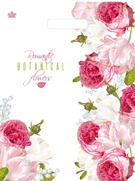 Пакет 45*34см (30мк) с вырубной укрепл. ручкой "Цветочный роман" ПНД