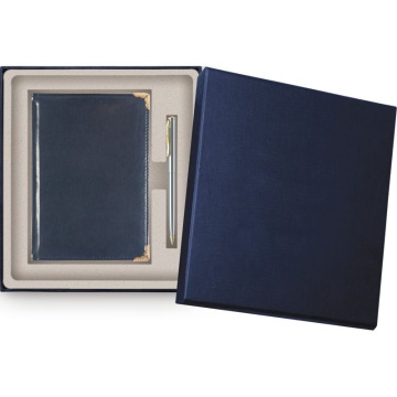 Набор подарочный "Bellagio" ежедн. 2026г А5, 336стр., синий, тв. обл., иск. кожа, + шар.ручка