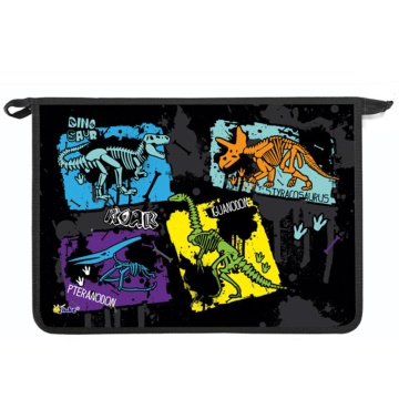 Папка д/тетрад. А4 (340*240*45) молния сверху, пластик "Скелет динозавра" диз. с двух сторон