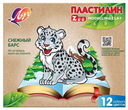 Пластилин 12цв ZOO, со стеком,  карт.упак.