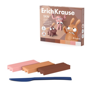 Пластилин 8цв 144гр. Erich Krause Friends Skin со стеком