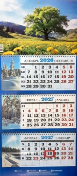 Календарь квартальный на 2027 год "Природа. Дуб с одуванчиками" 310х685мм