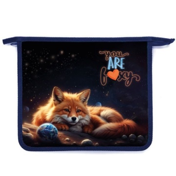 Папка д/тетрад. А5 (240*205*45) 1отд. молния сверху, пластик "Cosmo fox" диз. с двух сторон