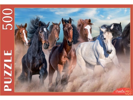 Пазлы 500 элементов 480*330мм. "Дикие скакуны"